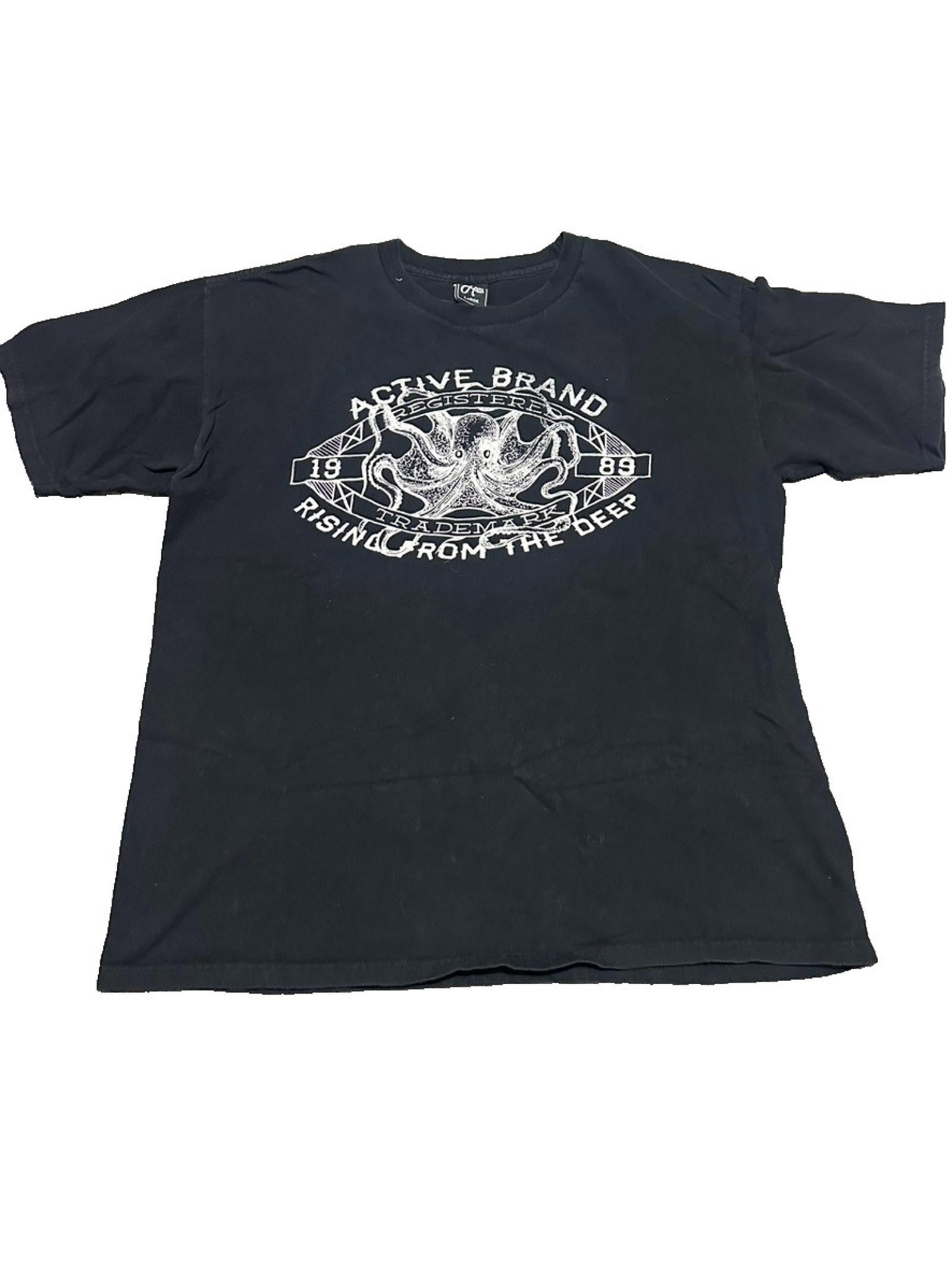 Active Brand Shirt Men Large L Black Outdoors Skateboarding Octopus Rising Deep